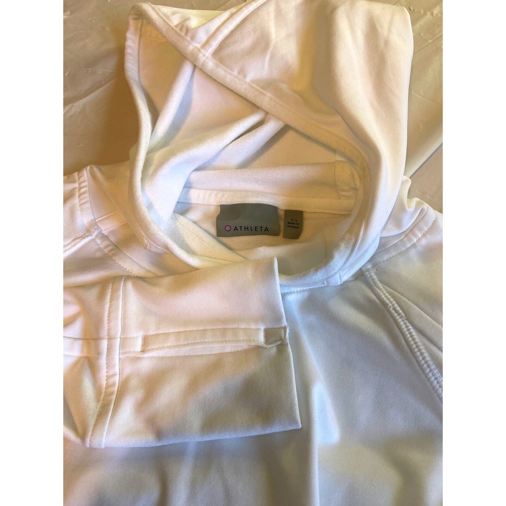 Athleta White Long Sleeve‎ Hooded Yoga Running Top with Thumbholes Womens XS